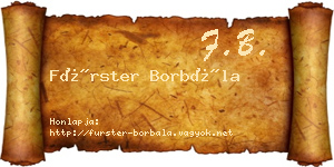 Fürster Borbála névjegykártya